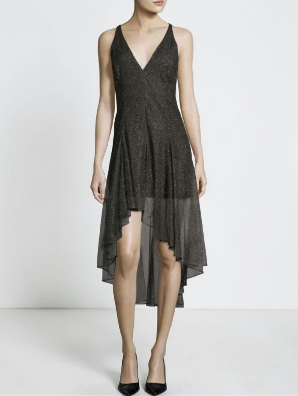 Halston Heritage Sexy & Sheer Black Mini Cocktail Dress